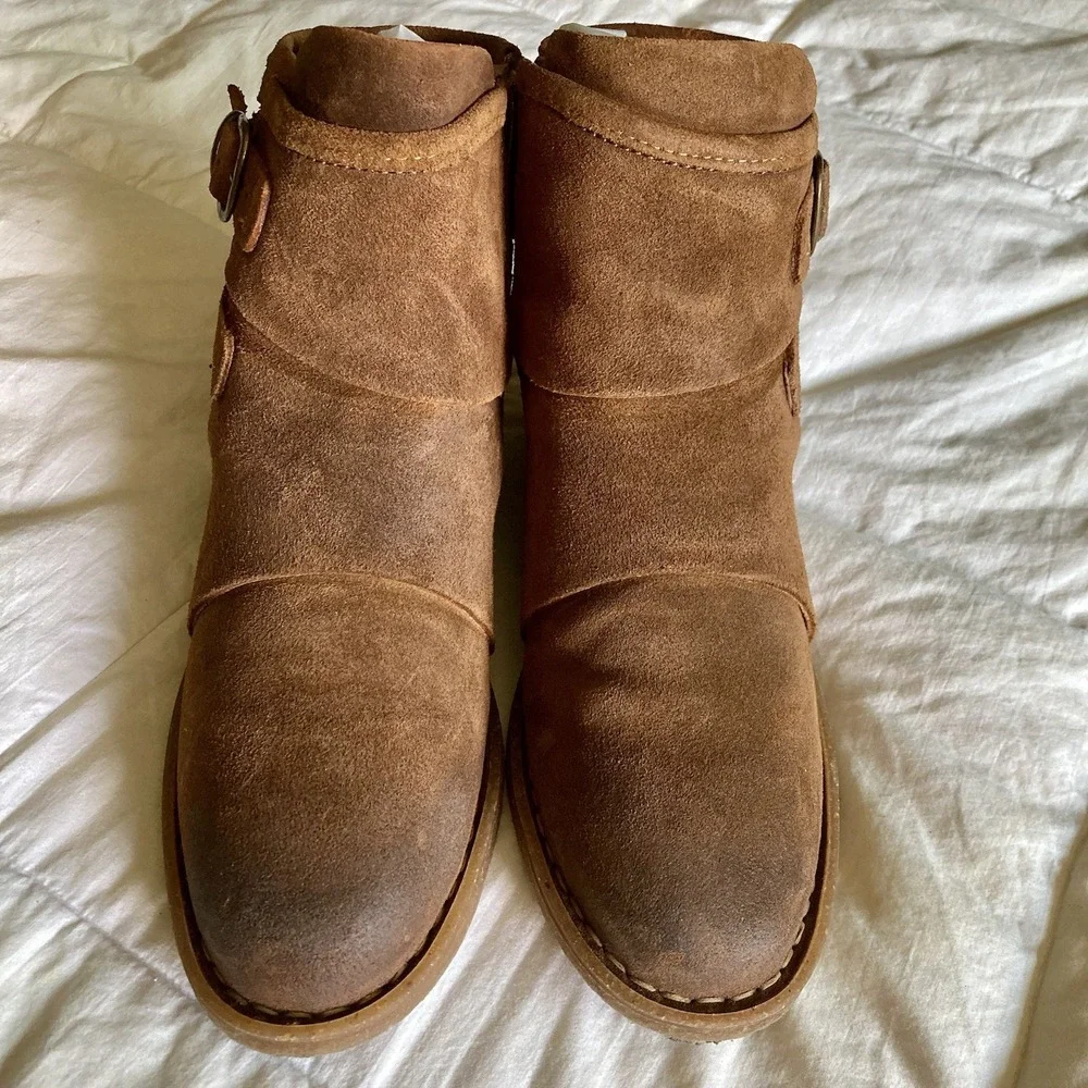 Born Moraga Suede Leather Ankle Boots Brown Women's 8/38-39 Boho Western EUC